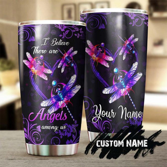 Custom Gift For Her For Him Dragonfly I Believe There Are Angels Among Us Personalized Stainless Steel 20oz Tumbler birthday Gift Christmas For Dragonfly Lover - Thegiftio UK