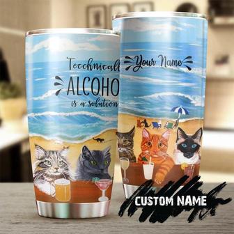 Drinking Cats On The Beach Personalized Tumblercat Tumbler Gift For Cat Mom Cat Dad Gift For Cat Lovercat Day Gift - Thegiftio UK