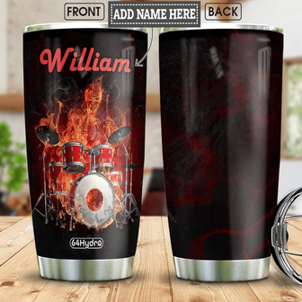 Drummer Skull Personalized Stainless Steel Tumbler - Thegiftio UK