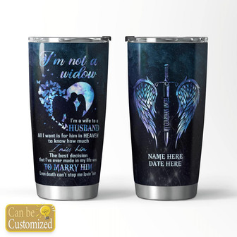 Even Death Cant Stop Me Loving Him Personalized Tumbler - Thegiftio UK
