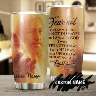 Faith Jesus Right Hand Yellow I Will Uphold You Personalized Tumblerjesus Gift Birthday Christmas Gift For Jesus Lover Catholic Christians - Thegiftio UK