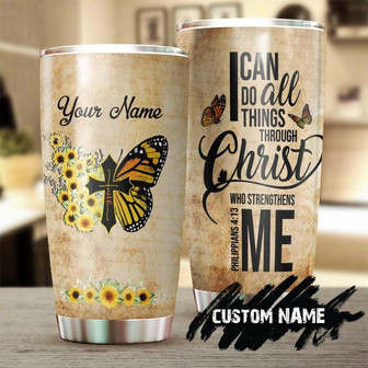 Faith Sunflower I Can Do All Things Christ Strengthen Me Personalized Tumblerbirthday Christmas Gift For Jesus Lover Catholic Christians - Thegiftio