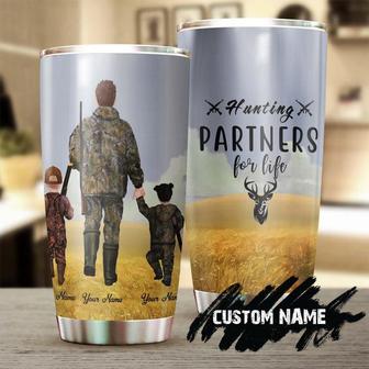 Gift For Dad, Father And Son Daughter Hunting Partners For Life Personalized Stainless Steel Tumbler 20oz, birthday Christmas Gift Father's Day From Daughter Son - Thegiftio