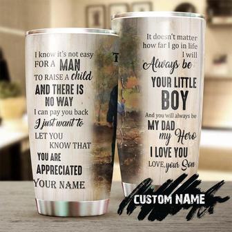Gift For Dad, Custom Father Son Tumbler 20oz, Always Your Little Boy Always Be My Hero Love You Personalized Stainless Steel 20oz Tumbler, birthday Christmas Gift Fathers Day From Son - Thegiftio UK