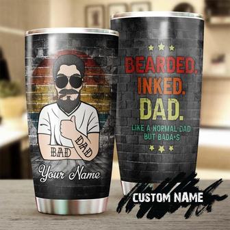 Fathers Day Bearded Inked Dad Much Cooler Personalized Tumblerbirthday Christmas Gift Father'S Day Gift For Softball Dad - Thegiftio UK
