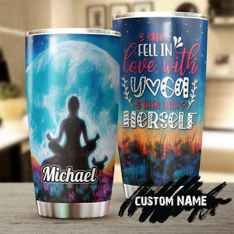 Custom Gift For Women Fell In Love With Yoga Meditation Personalized Steel 20oz Tumbler Yoga Tumbler Birthday Gift Yogi Gift Yogini Present - Thegiftio UK