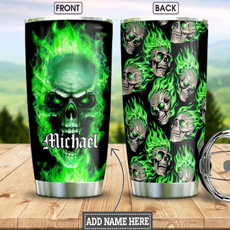 Fire Skull Personalized Stainless Steel Tumbler - Thegiftio UK