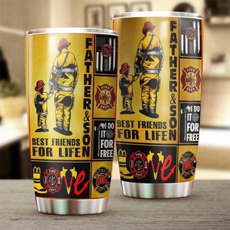 Gift For Dad Step Dad, Firefighter Father And Son Stainless Steel 20oz Tumbler, birthday Christmas Gift Father's Day From Daughter - Thegiftio UK