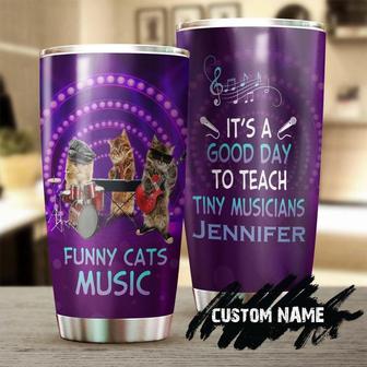 Funny Music Cats Personalized Tumblercat Tumbler Gift For Cat Mom Cat Dad Gift For Cat Lover Music Lover Guitar Drum Keyboard Player - Thegiftio UK