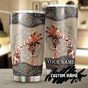 Giraffe Mom And Baby Giraffe Boho Hippie Style Personalized Tumblergift For Giraffe Loverbirthday Gift Christmas Mother'S Day Gift For Mom - Thegiftio