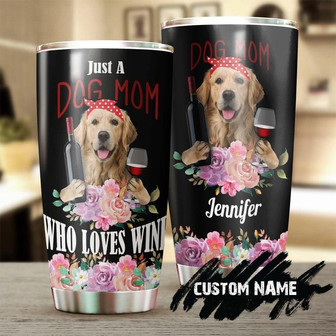 Golden Retriever Dog Mom Love Wine Personalized Tumbler Gift For Golden Retriever Mom Mother'S Day Giftgift For Golden Lover Wine Lover - Thegiftio UK