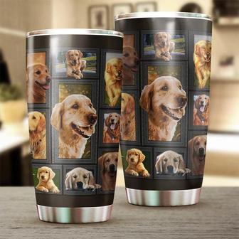 Gift For Dog Dad Dog Mom, Dog Lover Stainless Steel Tumbler Cup 20oz, Golden Retriever Tumbler custom Golden Retriever Gift For Golden Mom Dad Dog Lover - Thegiftio