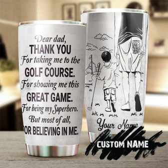 Golf Daddy And Baby Son Thanks For Believing Personalized Tumblerbirthday Gift Christmas Gift Father'S Day Gift For Golf Dad From Son - Thegiftio UK