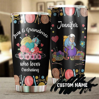 Custom Gift For Grandma, Grandma Loves Crochet Personalized Stainless Steel 20oz Tumbler Crochet Knitting Tumbler Special Birthday Gift Present For Crocheter - Thegiftio UK