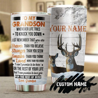Grandpa To Grandson You Are Braver Than You Think Personalized Tumblergrandson Tumblerbirthday Christmas Gift For Grandson From Grandpa - Thegiftio UK
