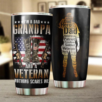 Grandpa Veteran Hero Nothing Scares Me Funny Tumblergrandpa Tumblerbirthday Gift Christmas Gift For Grandfather - Thegiftio UK