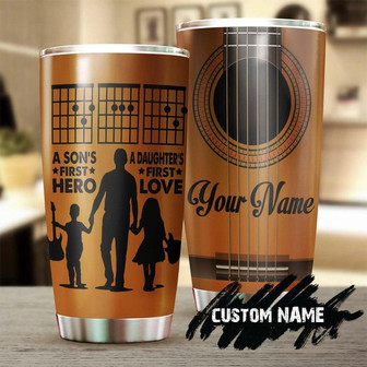 Guitar Dad Son First Hero Daughter First Love Personalized Tumblerbirthday Christmas Father'S Day Gift For Dad From Son Daughter - Thegiftio UK