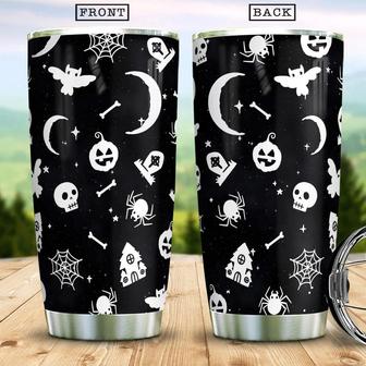 Halloween Moon Sky Background Witch Boo Ghost Scary Pumpkin Trick Or Treat Halloween Stainless Steel Tumbler - Thegiftio UK