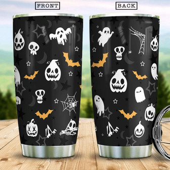 Halloween Pattern Witch Black Cat Scary Cat Boo Ghost Scary Pumpkin Trick Or Treat Halloween Stainless Steel Tumbler - Thegiftio