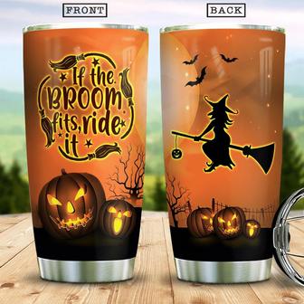 Halloween Witchs Brooms Quotes Boo Ghost Scary Pumpkin Trick Or Treat Halloween Stainless Steel Tumbler - Thegiftio UK