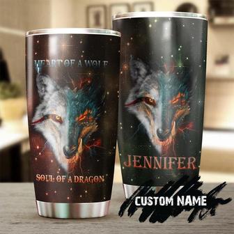 Gift For Her Gift For Him, Heart Of Wolf Soul Personalized Stainless Steel Tumbler 20oz wolf Lover Tumbler birthday Gift unique wolf Lover From Husband Wife LoverGift Idea - Thegiftio UK