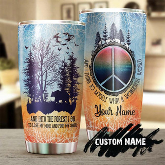 Gift For Her For Him, Hippie Stainless Steel Tumbler Cup 20oz, Bear Love Forest What A Wonderful World Personalized Tumbler, Boho gypsy Gift Bohemian Gift For Her Gift For Nature Lover - Thegiftio