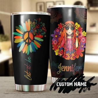 Hippie Cool Girl Flower Freedom Let It Be Vintage Personalized Tumblerboho Hippie Tumblerhippie Gypsy Bohemian Gift For Hergift For Him - Thegiftio UK