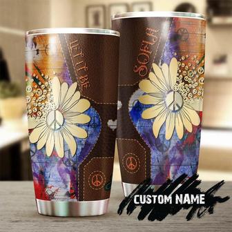 Hippie Flower Let It Be Leather Pattern Personalized Tumblerboho Tumblergypsy Gift Bohemian Gift For Her Gift For Hippie Friend - Thegiftio UK