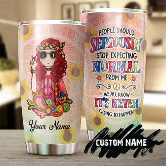 Hippie Girl Never Be Normal Personalized Tumblerboho Hippie Tumblergypsy Gift Bohemian Gift Hippie Gift For Her Present For Hippie Friend - Thegiftio UK
