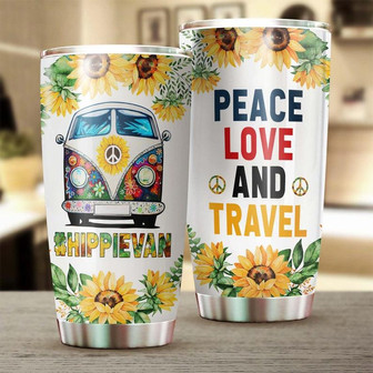 Gift For Her, Hippie Unique Peace Love Travel Stainless Steel 20oz Tumbler, Boho Tumbler, Hippie Travel Tumbler Gypsy Gift Bohemian For Women - Thegiftio