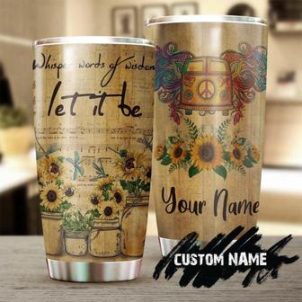 Gift For Her, Hippie Vintage Sunflower Whisper Words Of Wisdom Road Trip Personalized Tumbler, Sunflower Stainless Steel Tumbler 20oz Gift For Women, Mom - Thegiftio UK