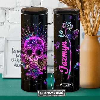 Hologram Skull Personalized Stainless Steel Skinny Tumbler - Thegiftio UK