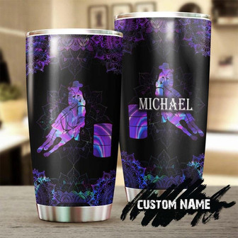Horse Girl Riding Purple Mandala Personalized Tumblergift For Horse Lover Horse Ridergift For Her For Him - Thegiftio