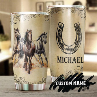 Horse Vintage Metal Horseshoe Personalized Tumblergift For Horse Lover Horse Rider Horsemangift For Her Gift For Him - Thegiftio
