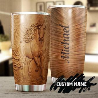 gift For Her Gift For Him, horse lover Stainless Steel 20oz Tumbler, Horse Wooden Style Personalized Tumbler gift For Horse Lover Horse Rider - Thegiftio UK