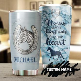 Horseshoe Horses Leave Hoof Prints On Your Heart Personalized Tumblergift For Horse Lover Horse Ridergift For Her Gift For Him - Thegiftio UK
