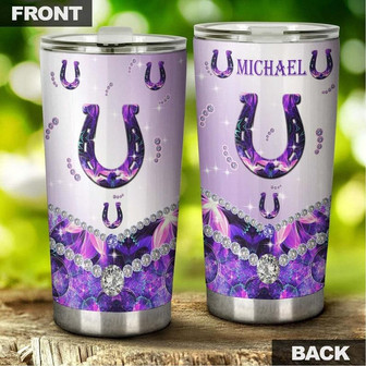 Horseshoe Purple Flower Pattern Jewelry Style Personalized Tumblergift For Horse Lover Horse Ridergift For Her Gift For Him - Thegiftio UK