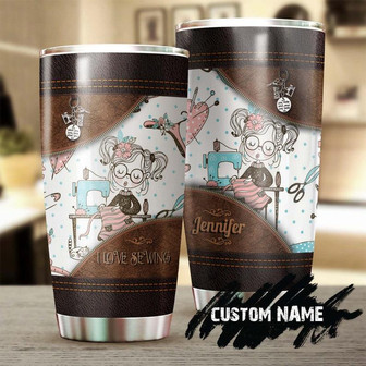 I Love Sewing Leather Sewing Personalized Steel Tumbler Sewing Tumbler Birthday Gift Gift For Women Sewing Gift Sewer Present - Thegiftio UK
