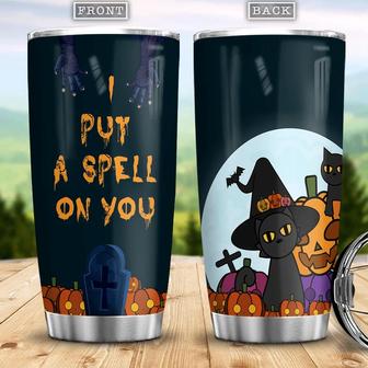 I Put A Spell On You Black Cat Witch Boo Ghost Scary Pumpkin Trick Or Treat Halloween Stainless Steel Tumbler - Thegiftio UK