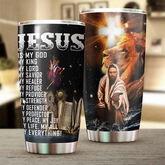 Jesus Is My Healer My Everything Lion Faith Personalized Tumblerjesus Gift Birthday Christmas Gift For Jesus Lover Catholic Christians - Thegiftio UK