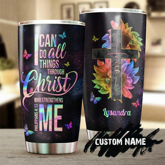 Jesus Sunflower I Can Do All Things Christ Strengthen Me Personalized Tumblerbirthday Christmas Gift For Jesus Lover Catholic Christians - Thegiftio UK