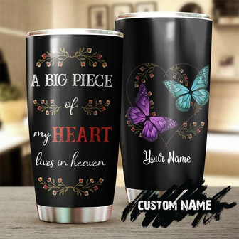 Jewelry Butterfly Big Piece Of My Heart Lives In Heaven Personalized Tumblermemorial Gift Christmas Gift For Butterfly Lover For Her - Thegiftio UK
