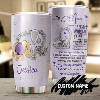 Jewelry Style Elephant Mom And Daughter Love Personalized Tumblerbirthday Gift Christmas Gift Mother'S Day Gift For Mom From Son Daughter - Thegiftio UK