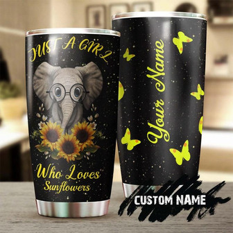 Just A Girl Loves Sunflowers Cute Elephant Steel Tumbler Sunflower Tumbler Gift For Sunflower Lover Sunflower Presentgift For Her - Thegiftio UK