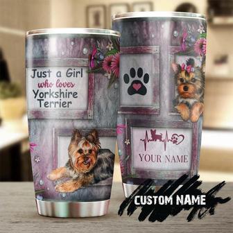 Just A Girl Loves Yorkshire Personalized Yorkshire Tumbler Mother'S Day Gift For Yorkie Mom Gift For Yorkie Loveryorkie Tumbler - Thegiftio UK