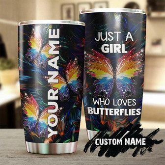 Just A Girl Who Loves Butterflies Personalized Tumblerbirthday Gift Christmas Gift For Butterfly Lover For Her - Thegiftio UK