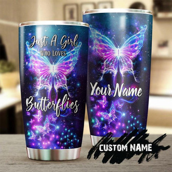 Gift For Her, Butterfly Stainless Steel 20oz Tumbler, Just A Girl Who Loves Butterflies Personalized Tumbler birthday Gift Christmas Gift For Butterfly Lover - Thegiftio UK