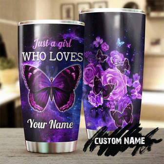 Just A Girl Who Loves Butterflies Personalized Tumblerbirthday Gift Christmas Gift For Butterfly Lover For Her - Thegiftio UK