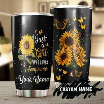 Just A Girl Who Loves Sunflower Butterfly Personalized Tumblersunflower Tumblergift For Sunflower Loversunflower Presentgift For Her - Thegiftio UK