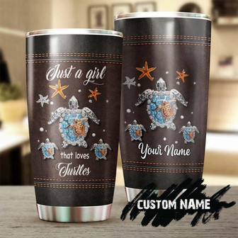 Just A Girl Who Loves Turtle Leather Style Personalized Tumblerunique Tumblerbirthday Christmas Gift For Turtle Lover - Thegiftio UK